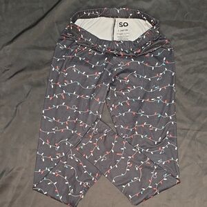 SO BRAND , Xmas Festive Black Leggings with Vibrant Light Pattern- GIRLS L (10/2